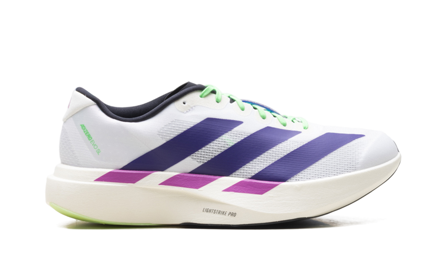 Adizero Evo SL "White Purple Lime Burst" JS4495