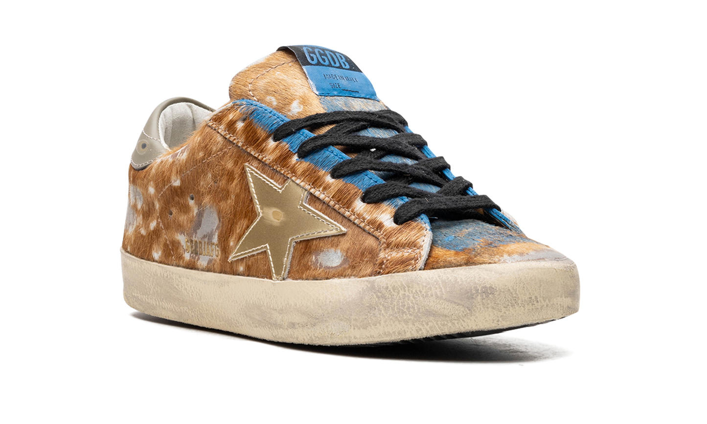 SUPER-STAR LEOPARD HORSY UPPER PAINTED NABUK TOE MIRROR STAR SHINY HEEL "LEO HAZELNUT LIGHT GREY GOLD GREY BLUE"