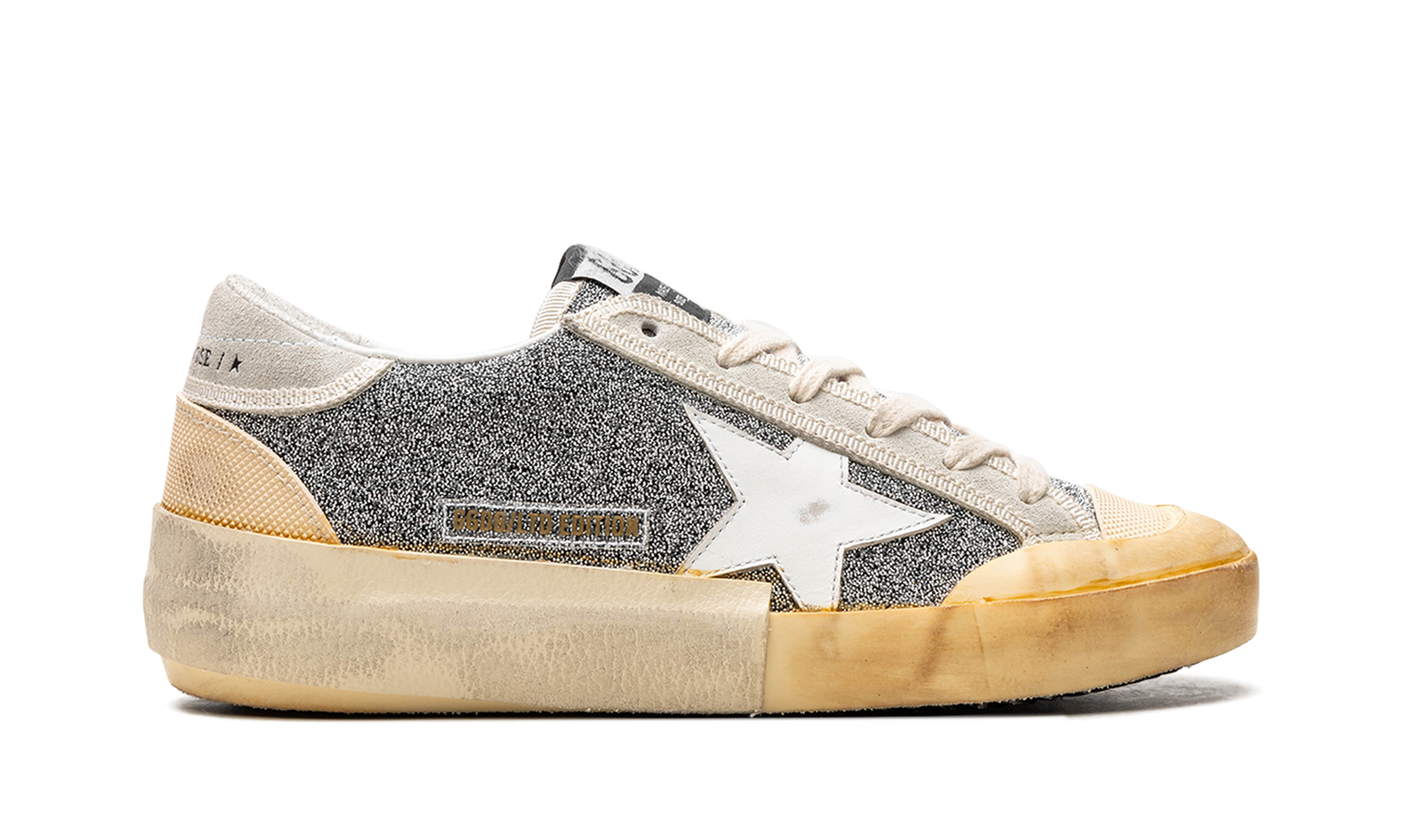SUPER-STAR CRYSTAL UPPER LEATHER STAR CRYSTAL TOE AND TONGUE SUEDE HEEL RUBBER SPUR "SILVER WHITE ICE VANILLA"