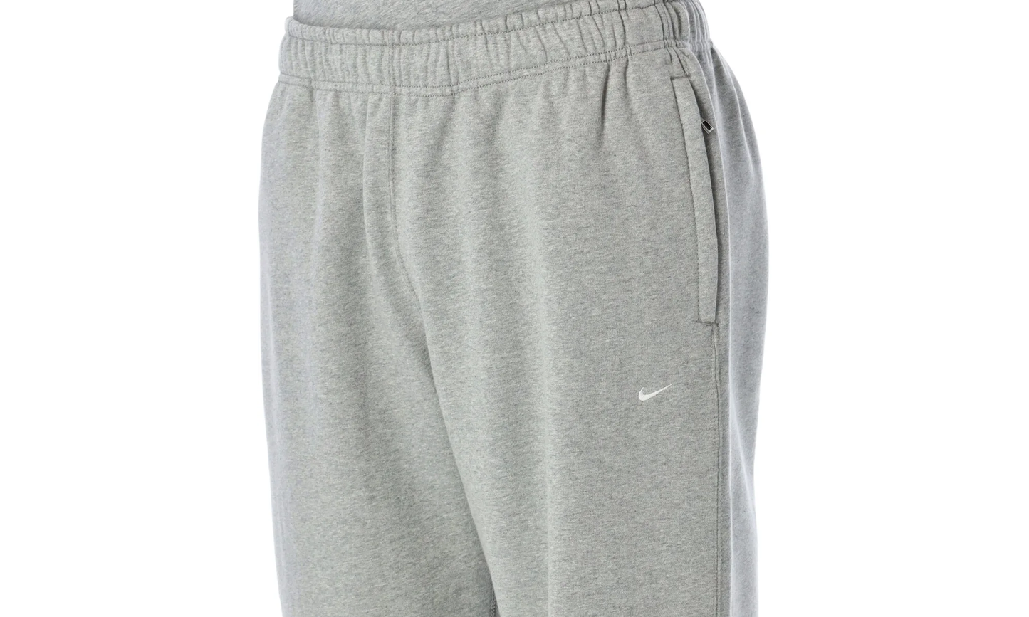 Solo Swoosh Fleece Open Hem Trousers "Dark Grey Heather / Light Smoke Grey / White" HV1090 063